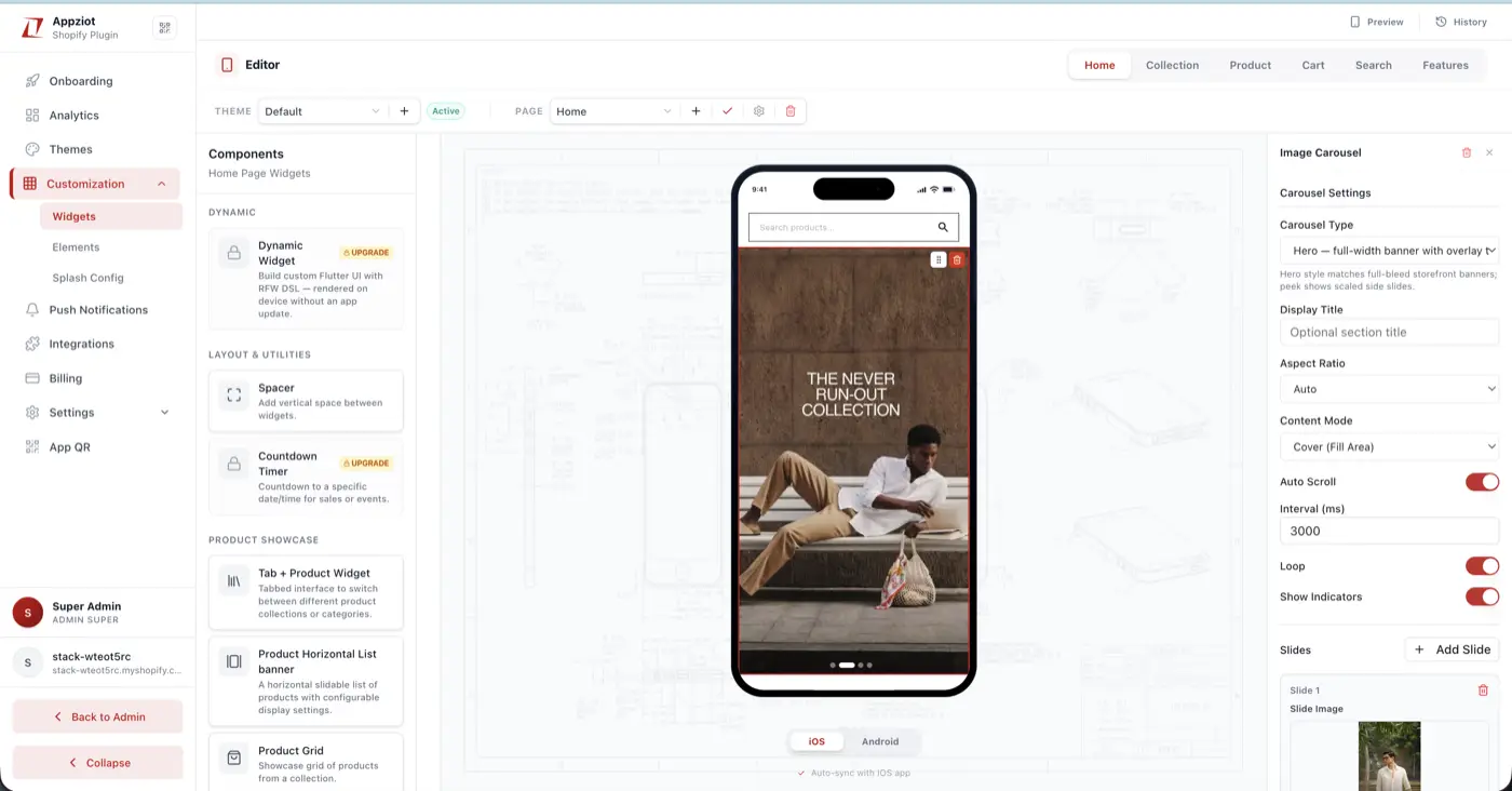 APPZIOT drag-and-drop app builder dashboard